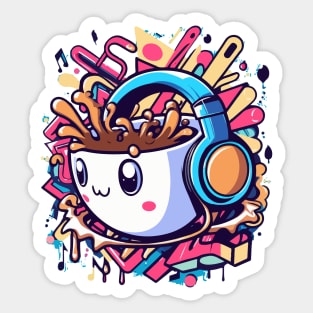 Vibrant Mug Melody - music is my life, coffee is my life Sticker